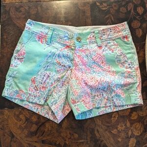 Lilly Pulitzer Minty Fresh Coral Reef Callahan Shorts Size 0